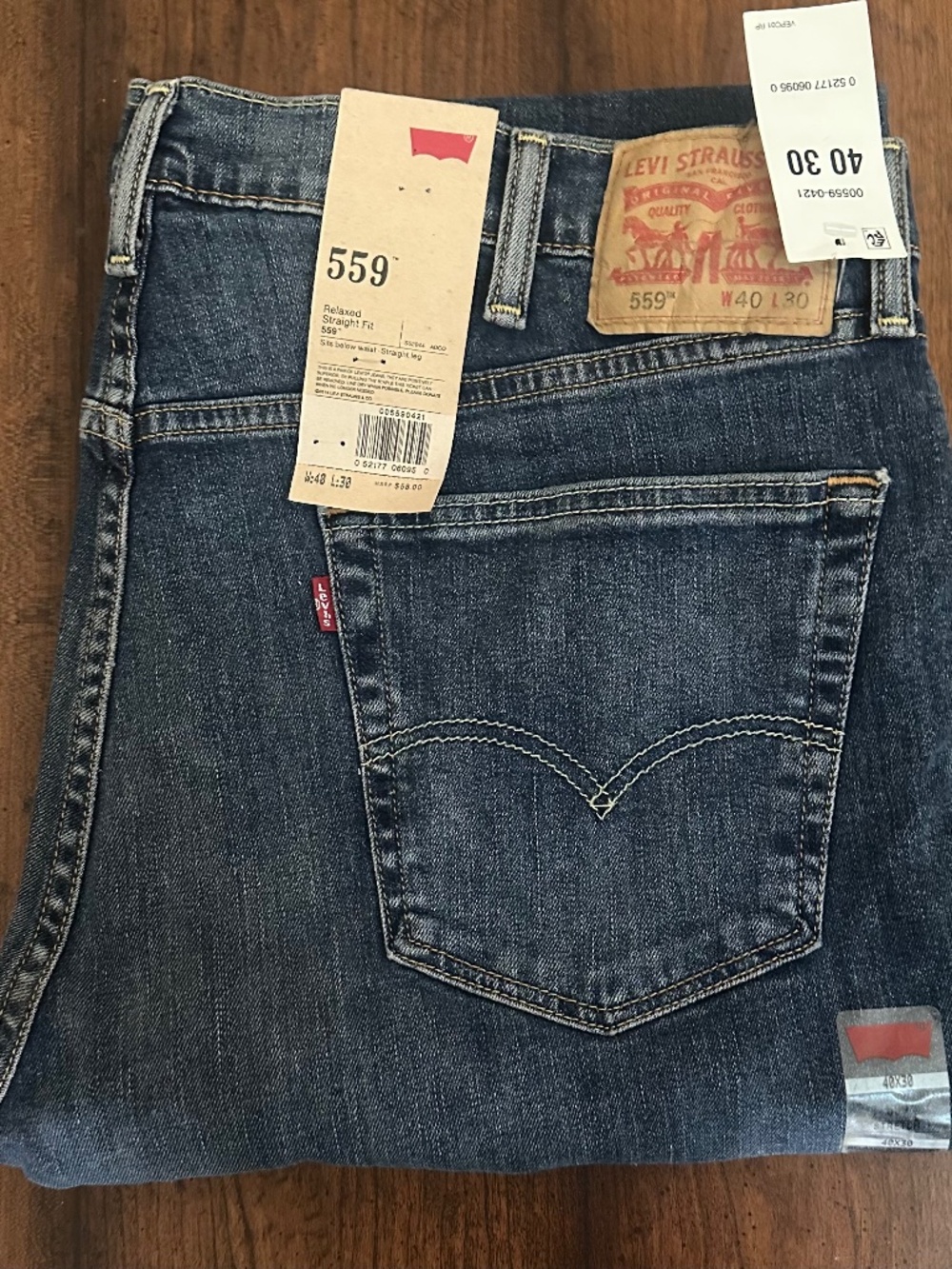 Levi's 559 Relaxed Straight Jeans Mens 40x30 Blue Stretch Denim